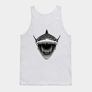 Front-Facing Shark With Wide Open Mouth For Shark Enthusiast Tank Top